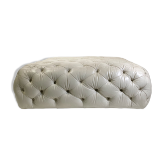 Chesterfield white leather pouf "George Smith Newcastle"