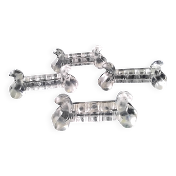 4 large pressed moulded glass knife rests