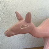 Pink doe sculpture geo conde saint clement earthenware france 1930 art deco