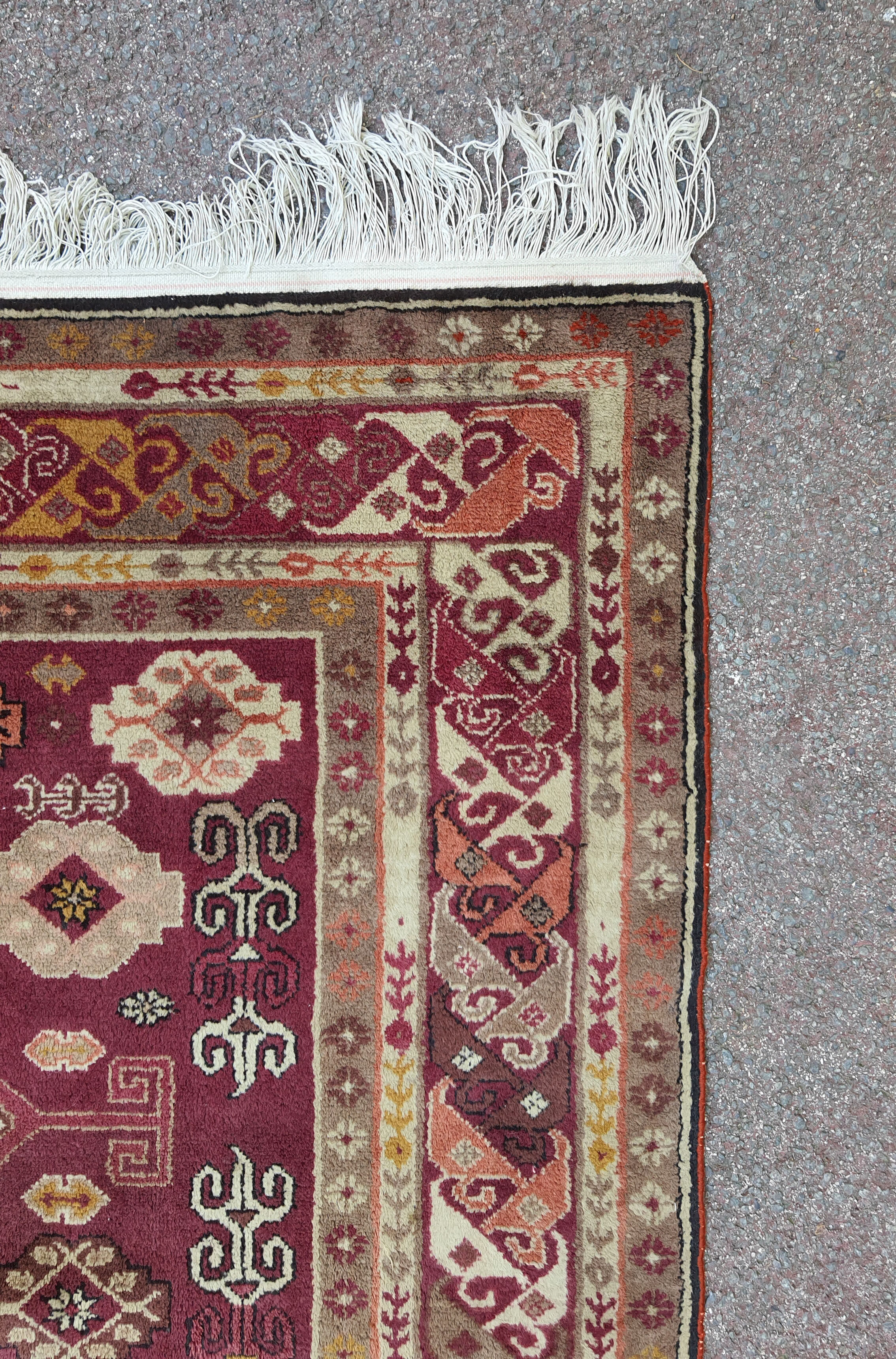 Handmade wool and silk carpet Kazakhstan 204x126 cm