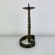 Brutalist candle holder, wrought iron with a golden patina.