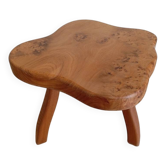 Freeform elm burl tripod coffee table