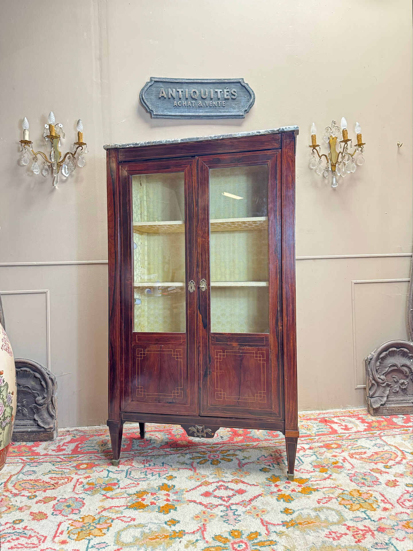 VITRINE EN MARQUETERIE D’ÉPOQUE LOUIS XVI XVIII EME SIÈCLE