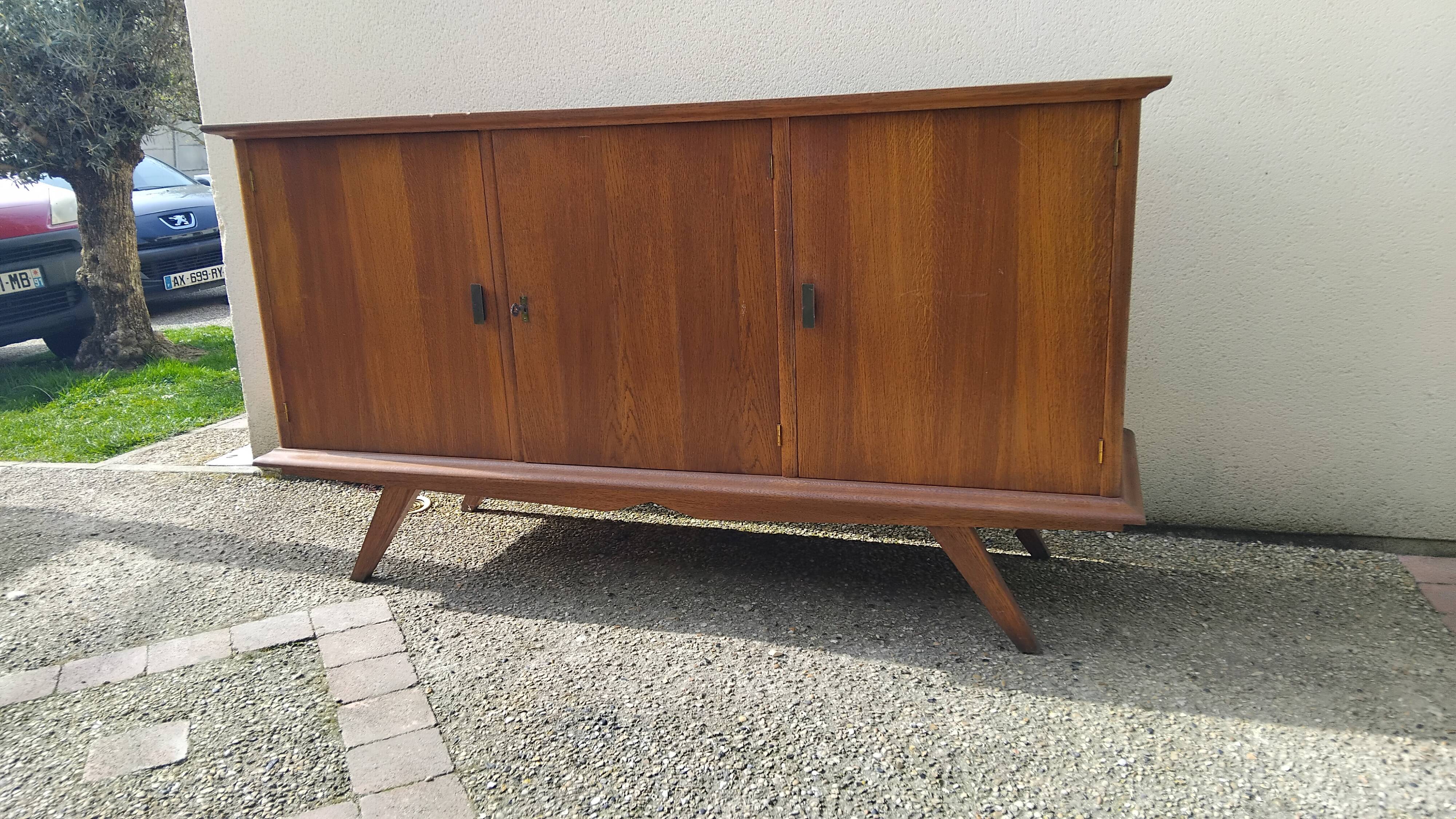 Buffet bas enfilade vintage pieds compas année 50 60