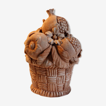 Terracotta fruit and flowers basket