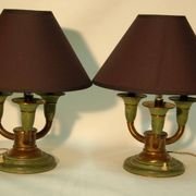 Paire de lampes Art Déco en laiton patiné