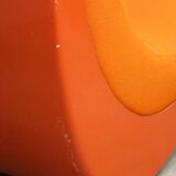 Vintage organic armchair in orange fabric and fiber, 1970