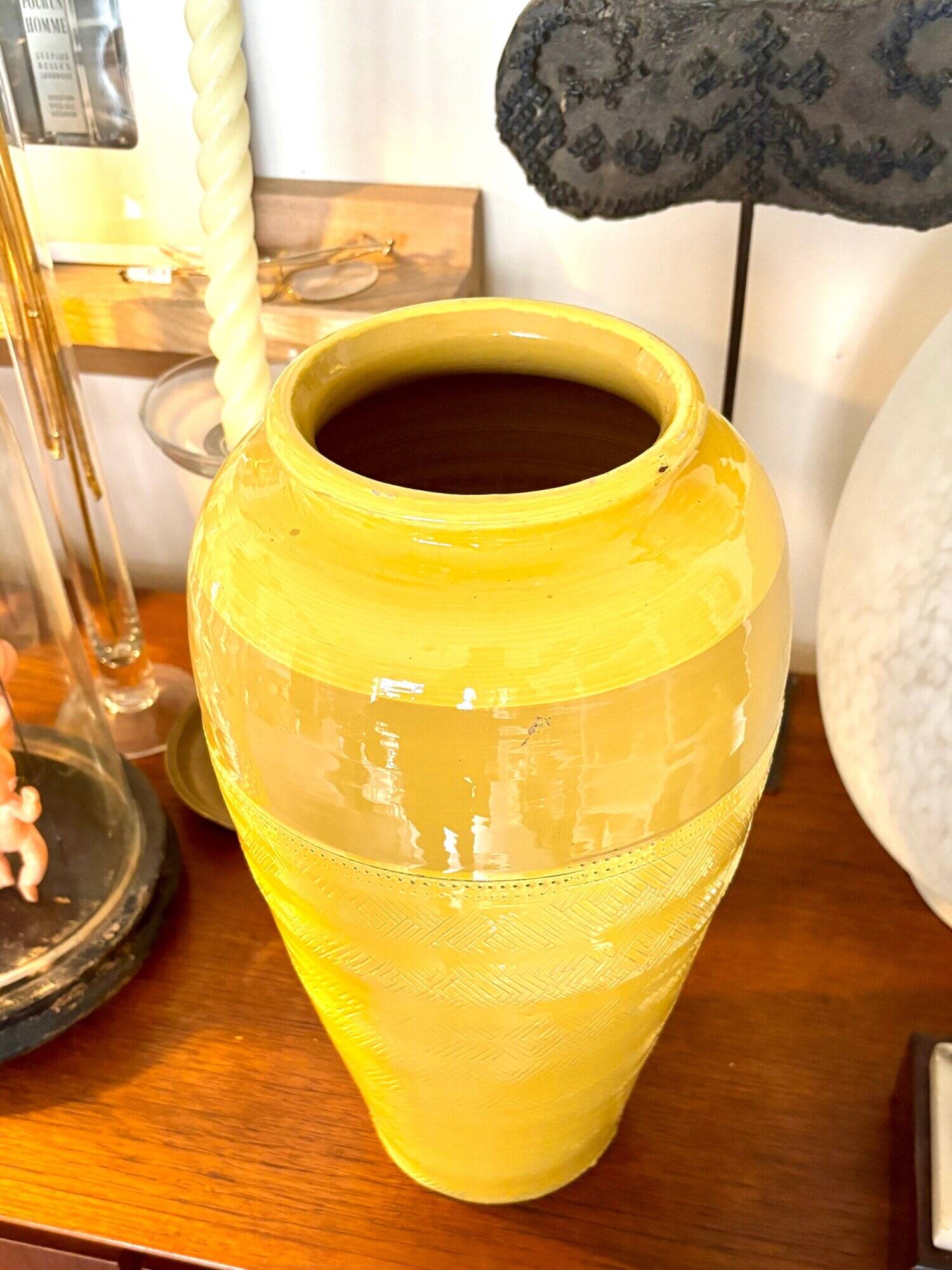 Yellow glazed ceramic vase