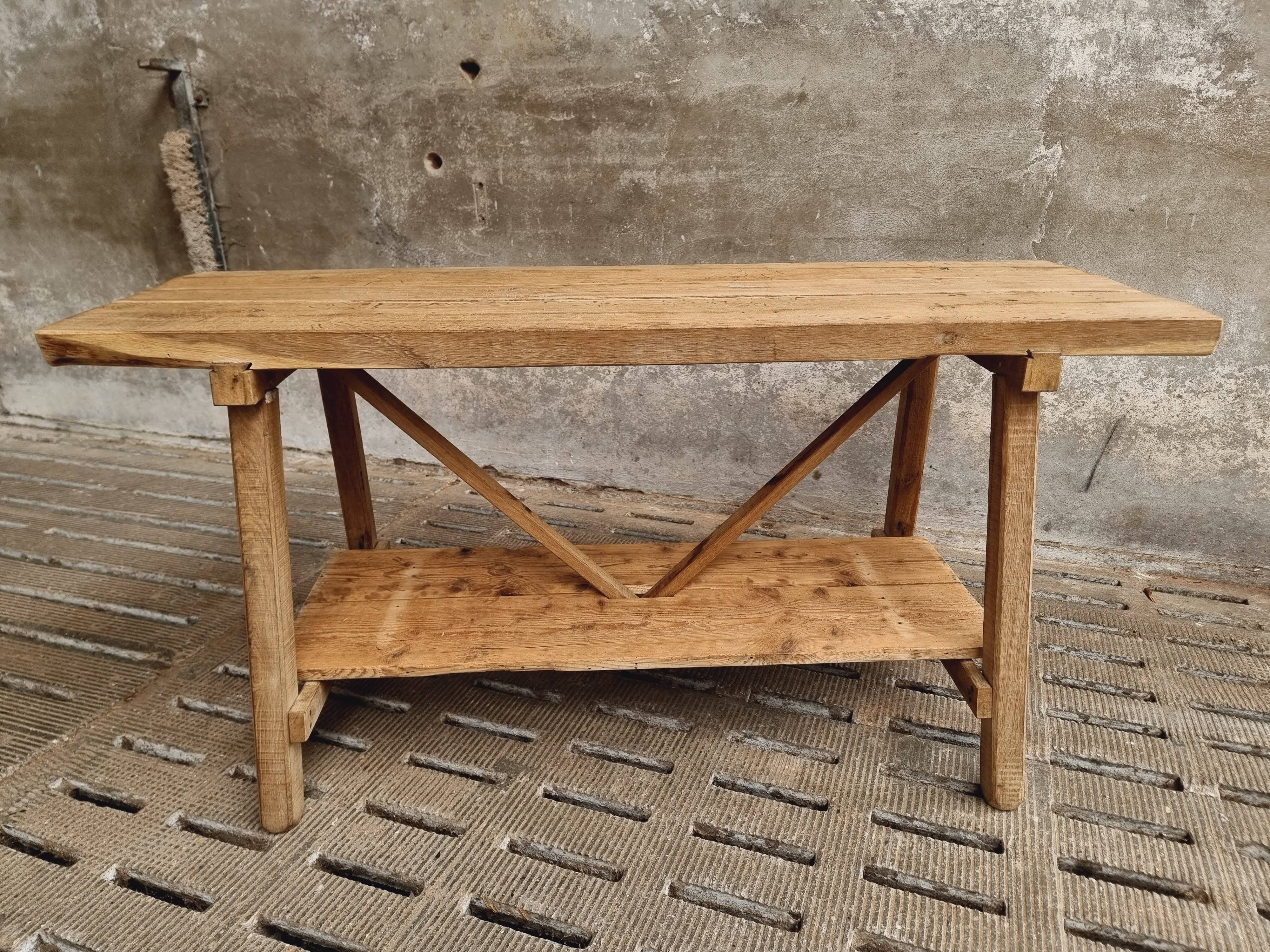 Old work table kitchen island bar table oak
