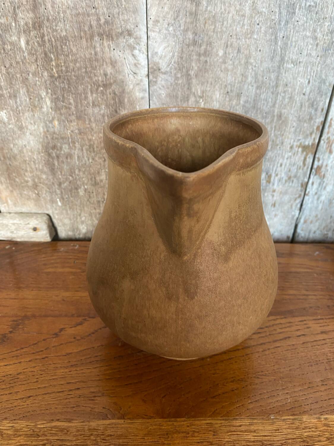 Antique rhodaceram pitcher beige stoneware made in france vintage