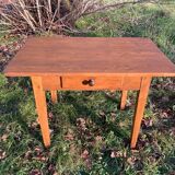 Rectangular wooden farmhouse table or rustic desk with antique drawer