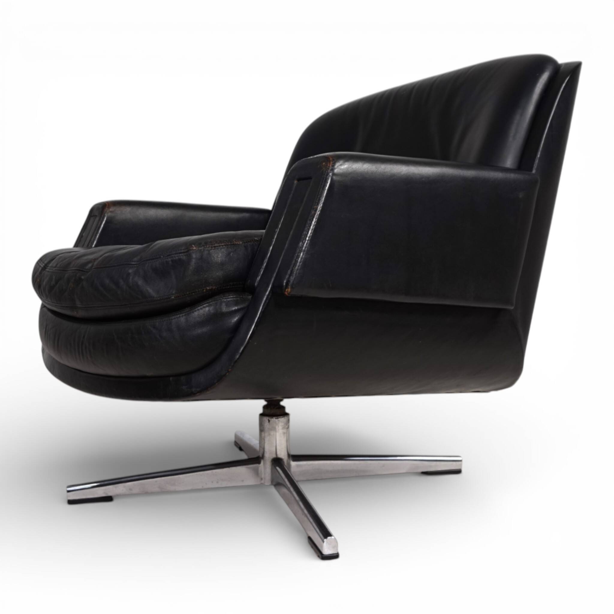 Fauteuil en cuir Eugen Schmidt, 1960