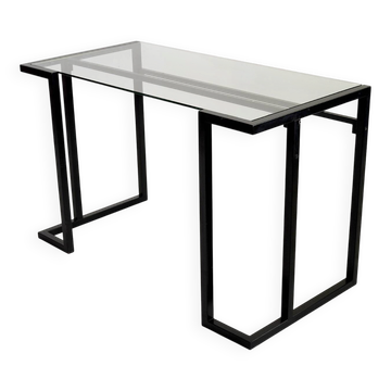Artelano, bureau en verre et métal, France 1980