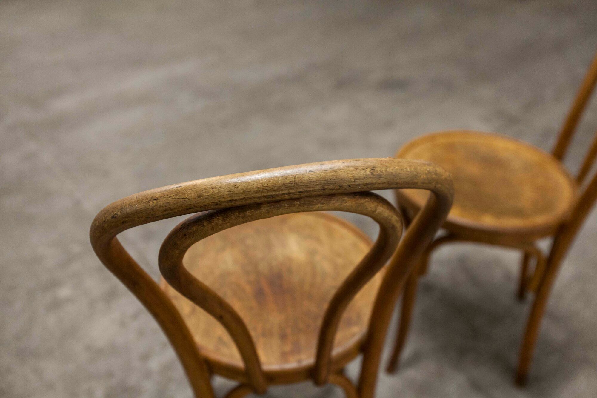Pair of bistro chairs Fischel 1930 curved wood