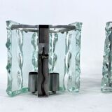 Set of two cut glass sconces by Zero Quattro, Italy 1970s