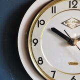 Vintage formica clock round silent wall clock "White Lutetia"