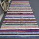 1970s Vintage Turkish Oushak Handmade Wool Cotton Blue Runner Rug 142x347