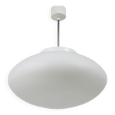 Up to 40 huge elliptical opaline glass pendants, in the style of Lisa Johansson-Pape.