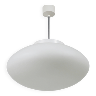 Up to 40 huge elliptical opaline glass pendants, in the style of Lisa Johansson-Pape.