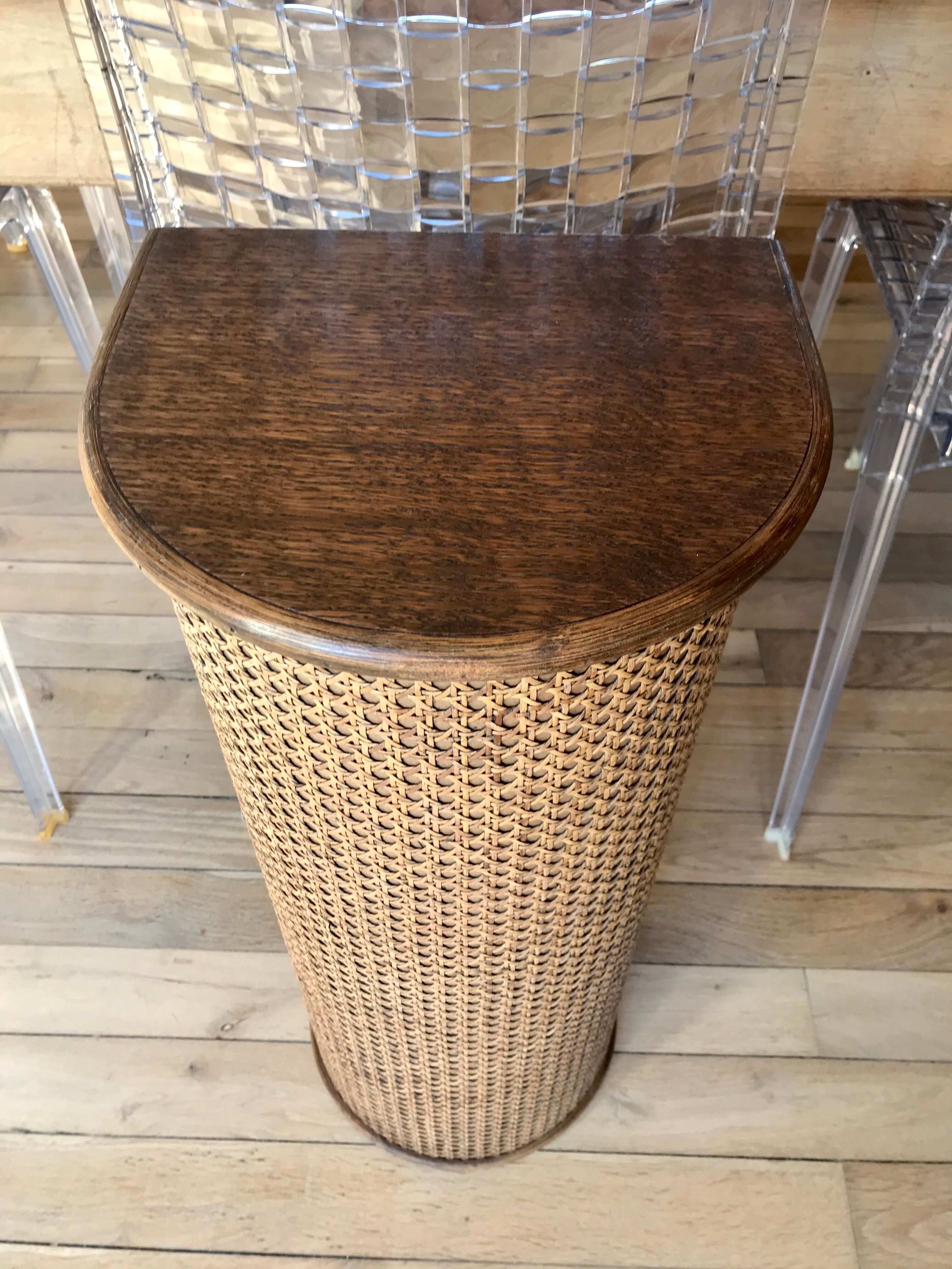 Bread hutch in oak wood and canning made in france 50s