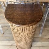 Bread hutch in oak wood and canning made in france 50s