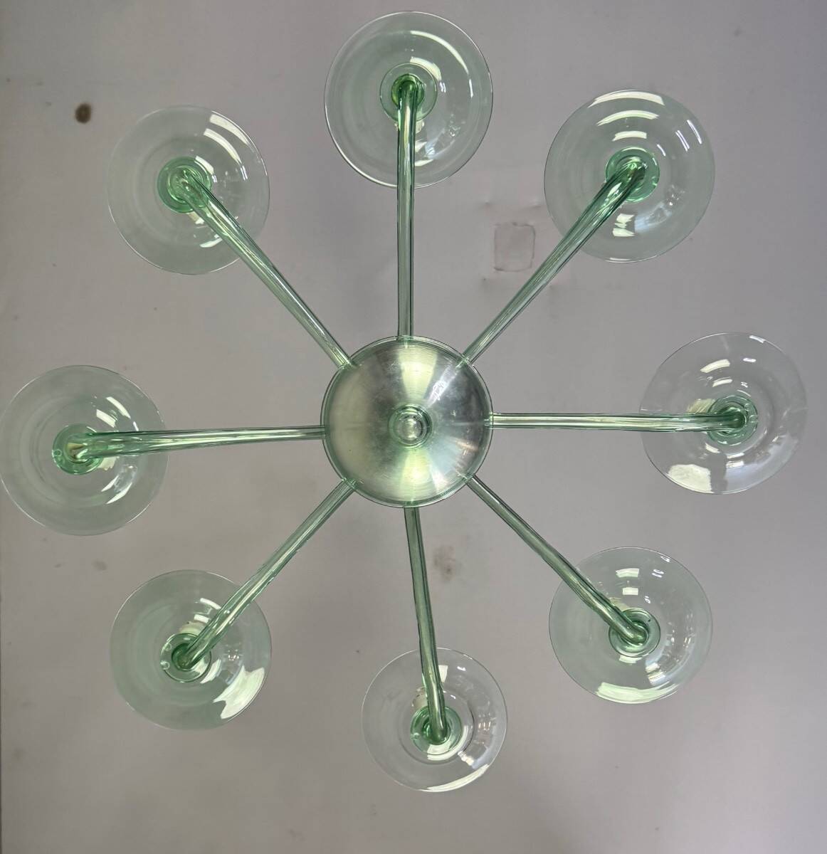 Green Murano glass Venetian chandelier, Venini, circa 1920