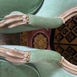 Pair of green Louis XV style bergères armchairs