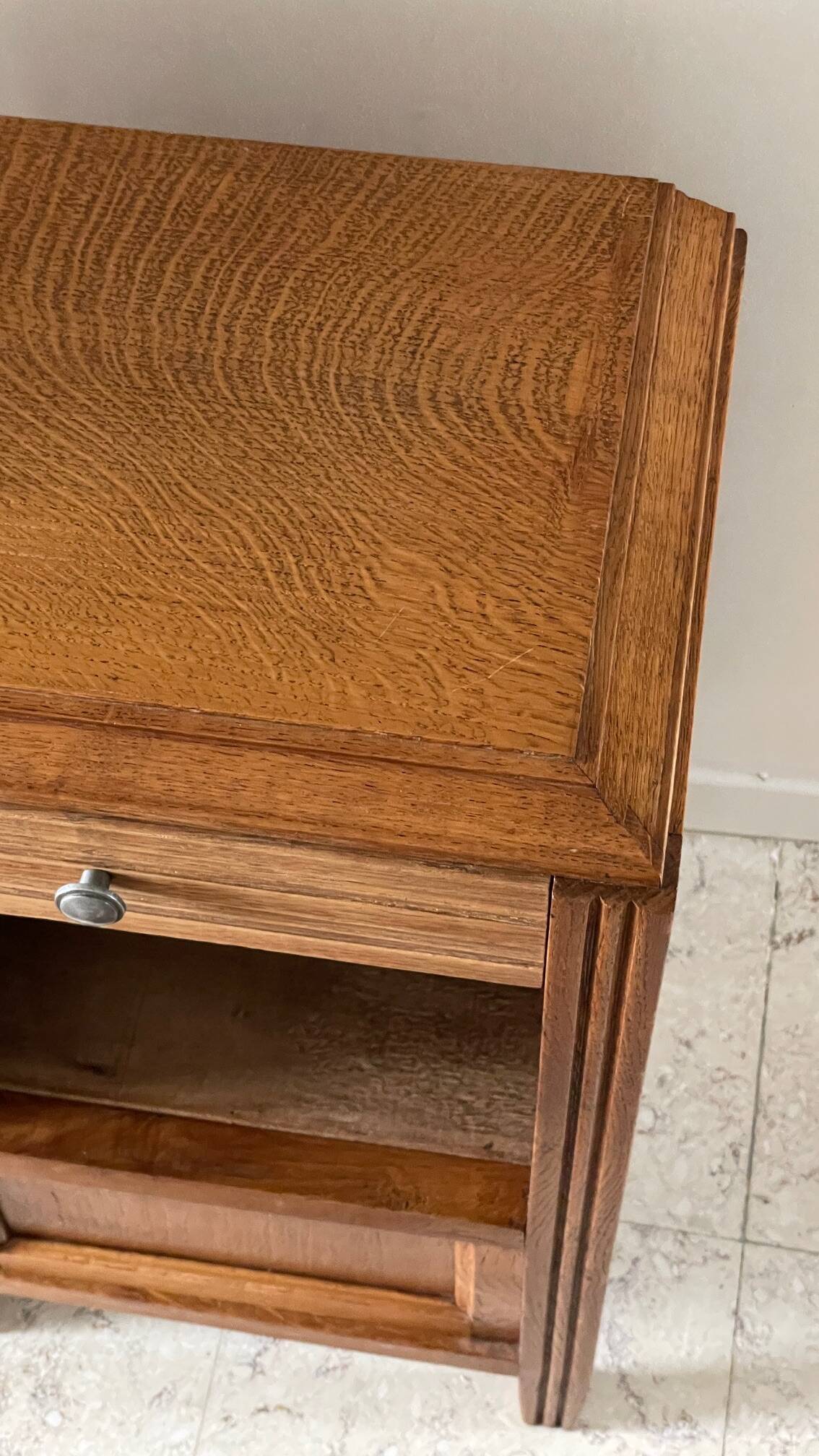 Cube bedside table in oak 1950s