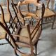 Set of 7 antique chairs canning and wood 1900s