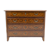 Chest of Drawers in Solid Italian Walnut with Maple Inlays, late 18th