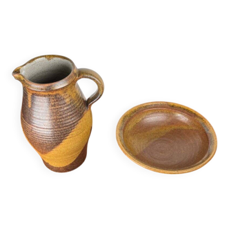 Ceramic Jug and Bowl Set, German Mid-Century Trenck Keramik Kellinghusen, 1960s, Set of 2