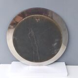 Postmodern round wall mirror with mirrored steel frame, italy