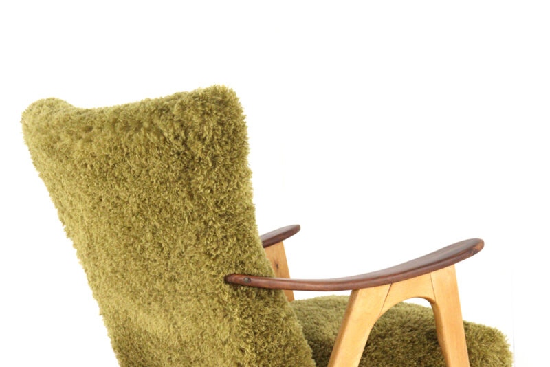 Two tone doodle armchair 'Wing'  fully restored unique upholstery wingback