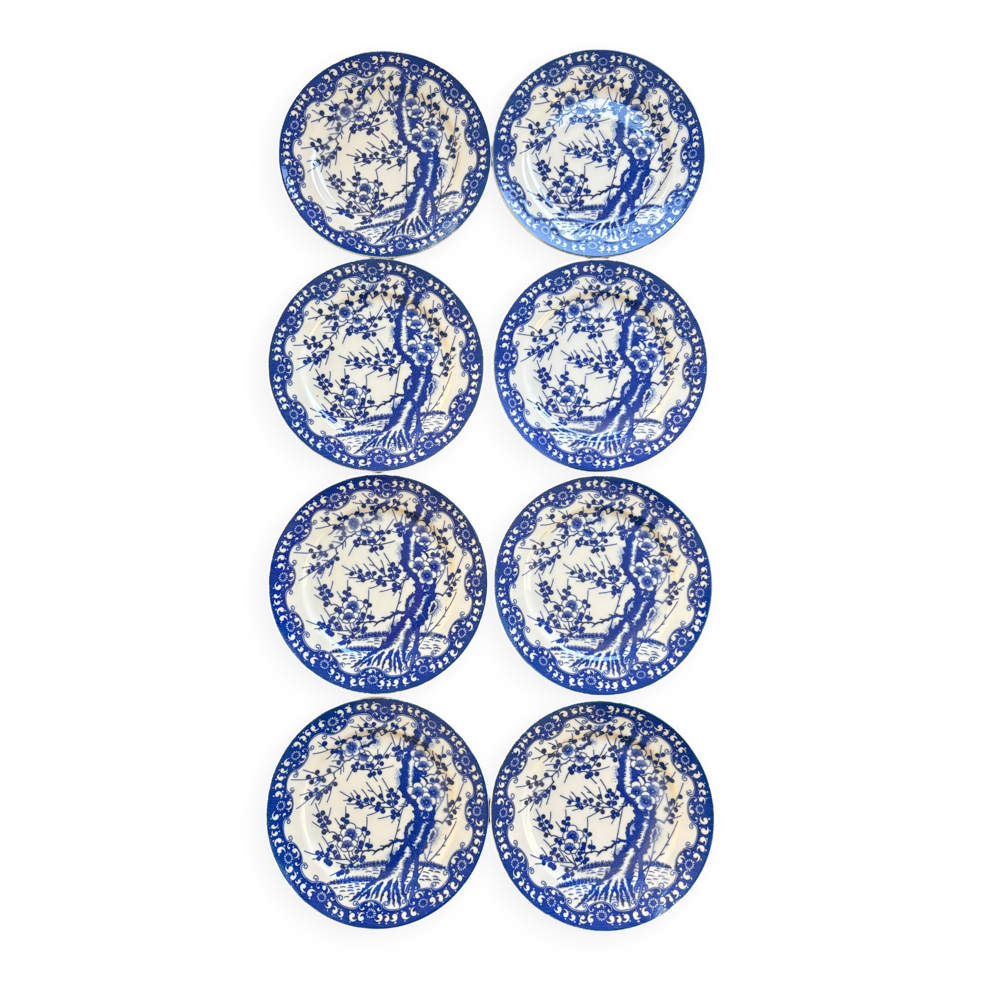 8 dessert plates with Japanese cherry blossom design