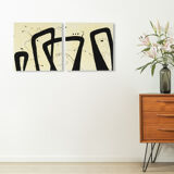 People, mixed media on hardboard, 82 x 41cm (set)