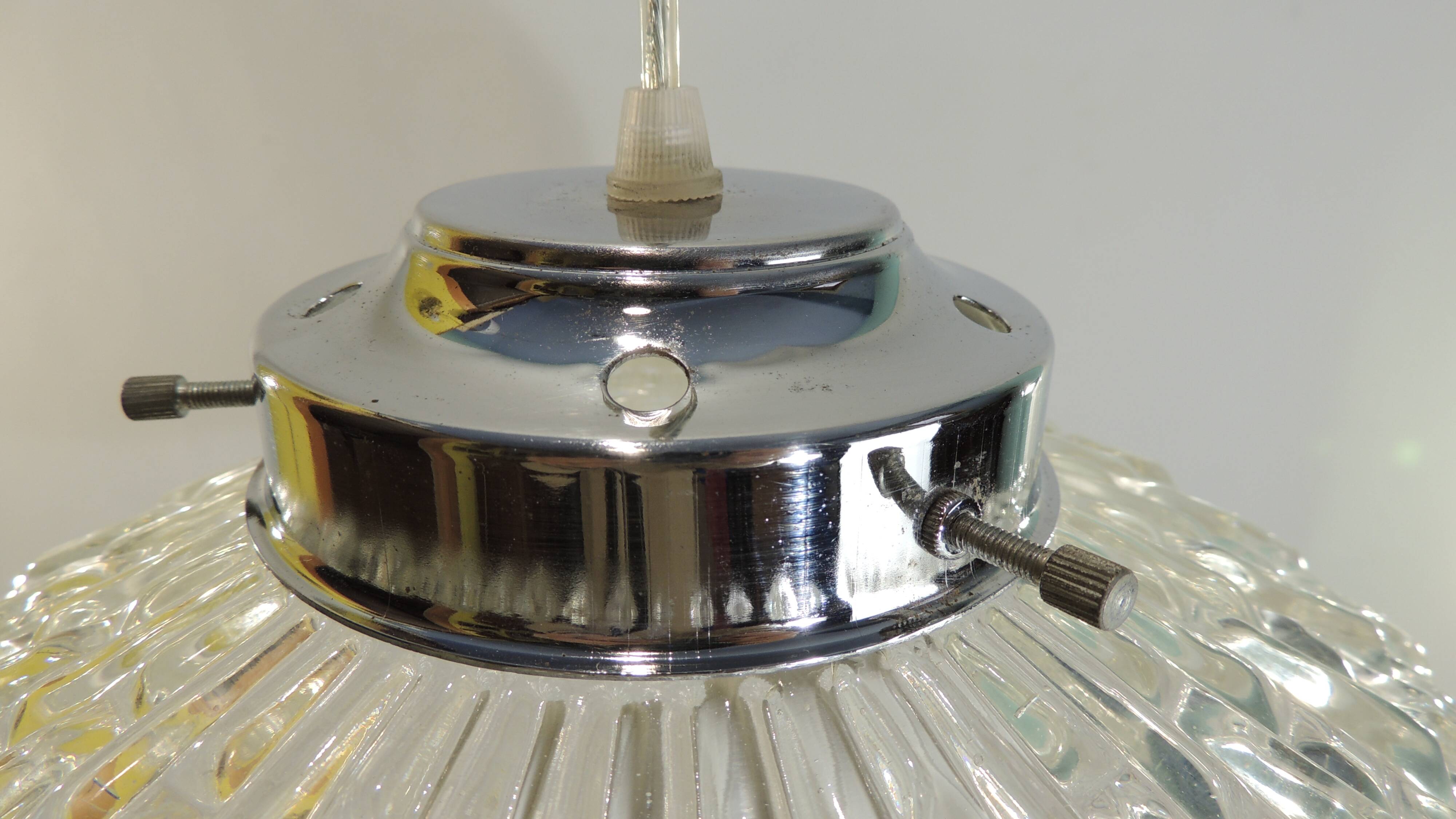 1970s vintage cut glass suspension – retro design ball lamp – L