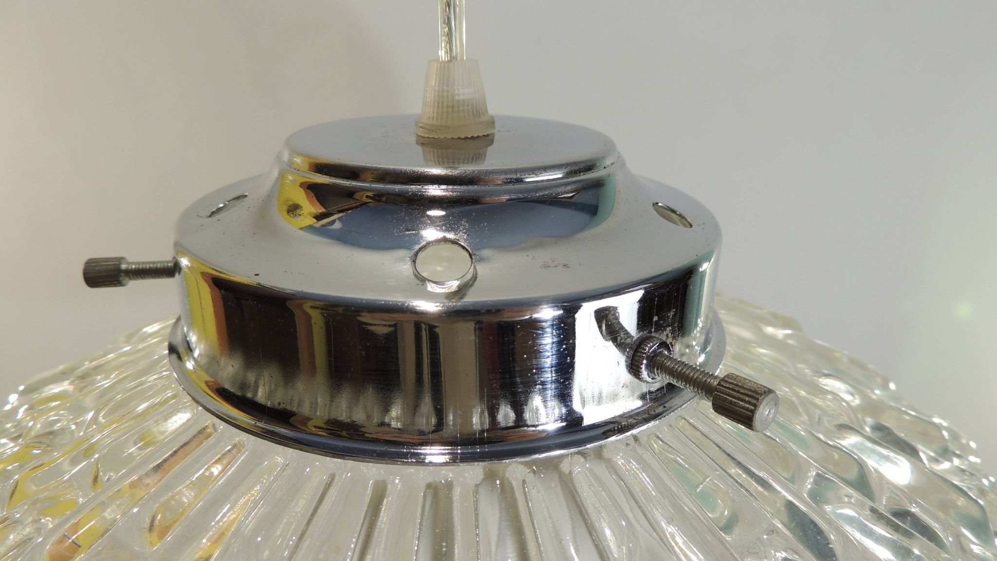 1970s vintage cut glass suspension – retro design ball lamp – L