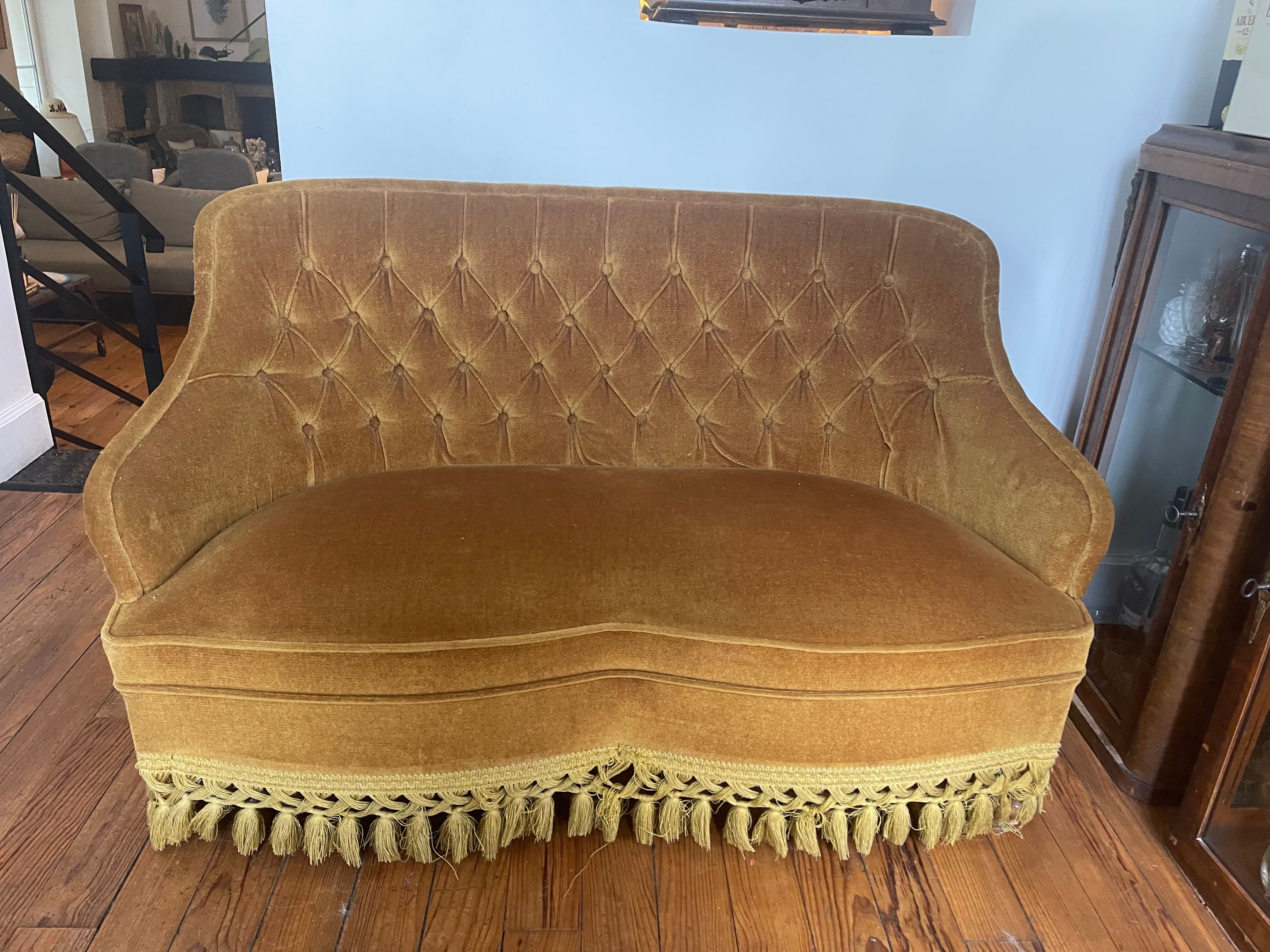 Mustard velvet toad sofa