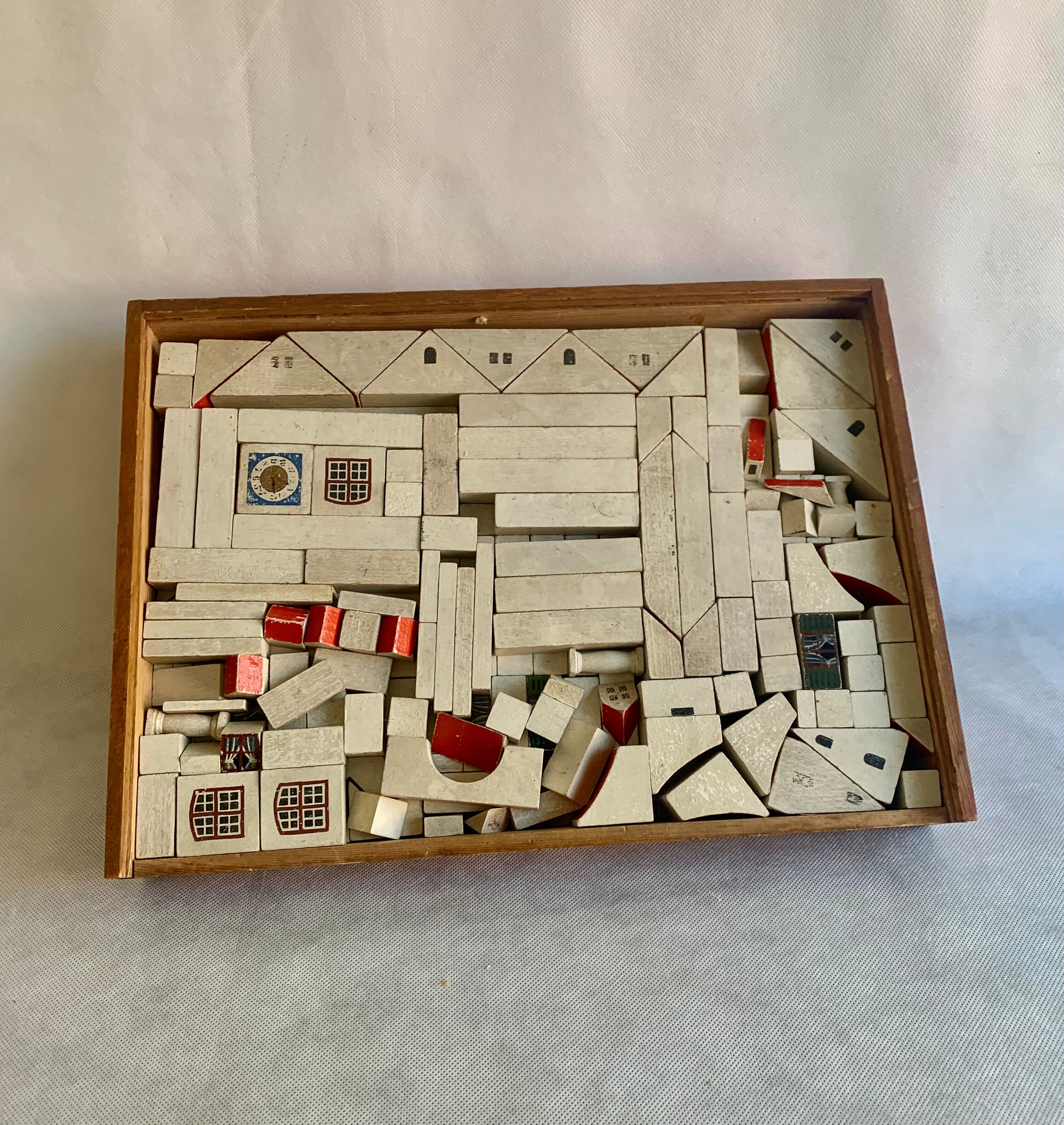 Antique  Hand Painted Wooden Block