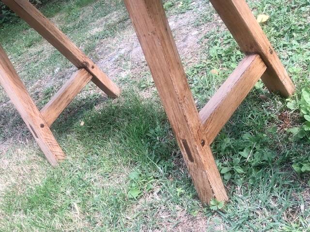 Antique wooden farm bench