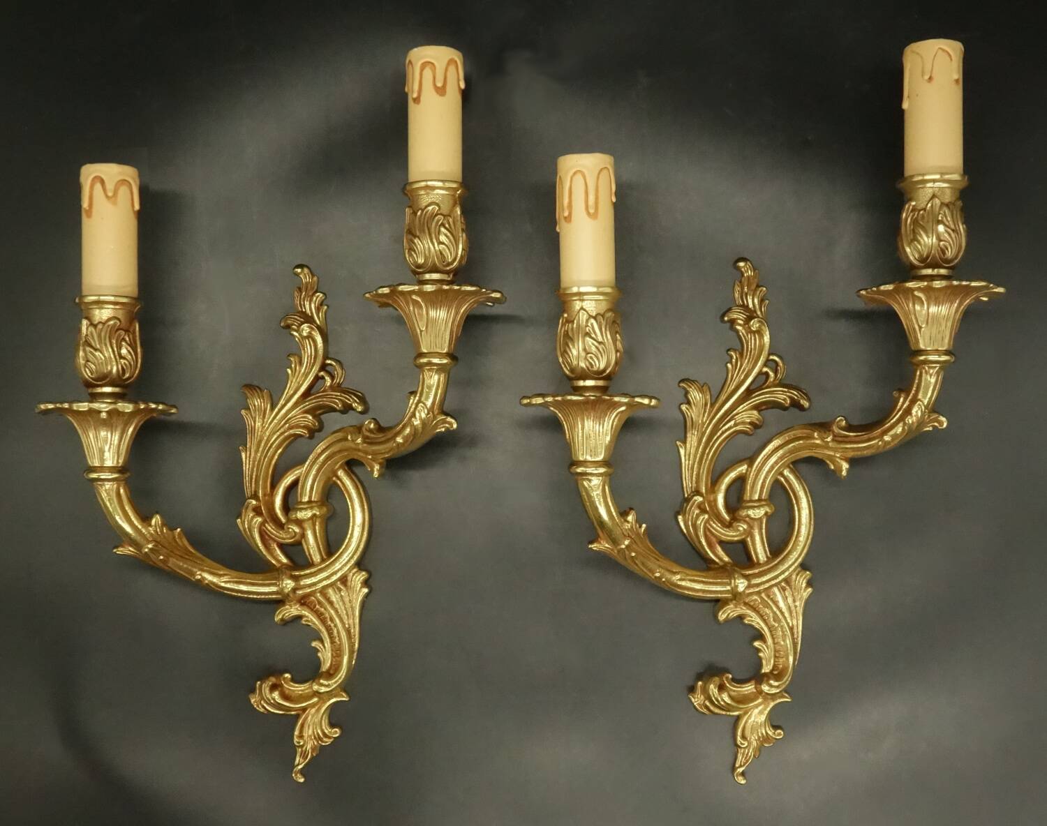 Pair of large Rocaille / Rococo / Baroque style wall lights