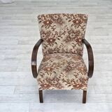 1950s, Danish artdeco armchair, furniture velour, beech wood, reupholstered