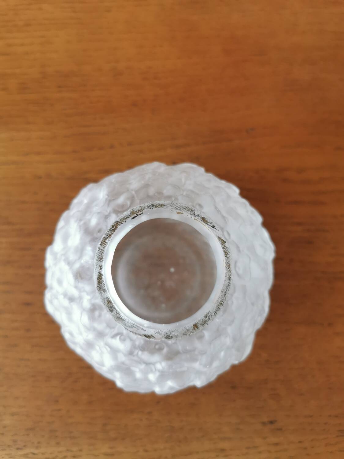 Small art deco ball vase in white glass paste