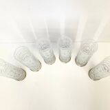 Set of Six Bohemian Ground Crystal and Silver Drinking Glasses