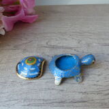 Miniature turtle box in blue cloisonné enamel, turtle jewelry box