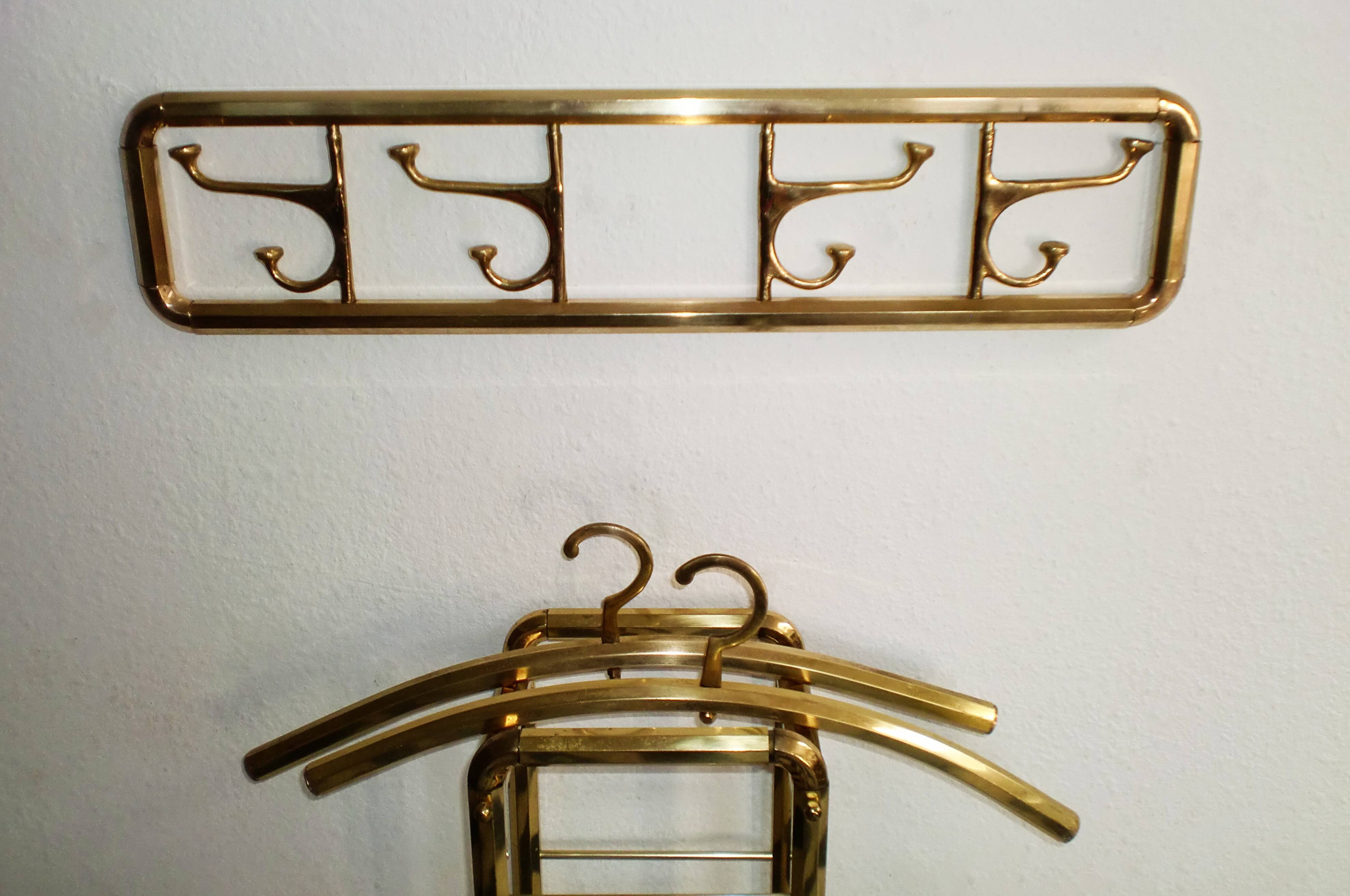 Art-deco france, wall coat rack + umbrella stand + clothes hangers 1940s 50