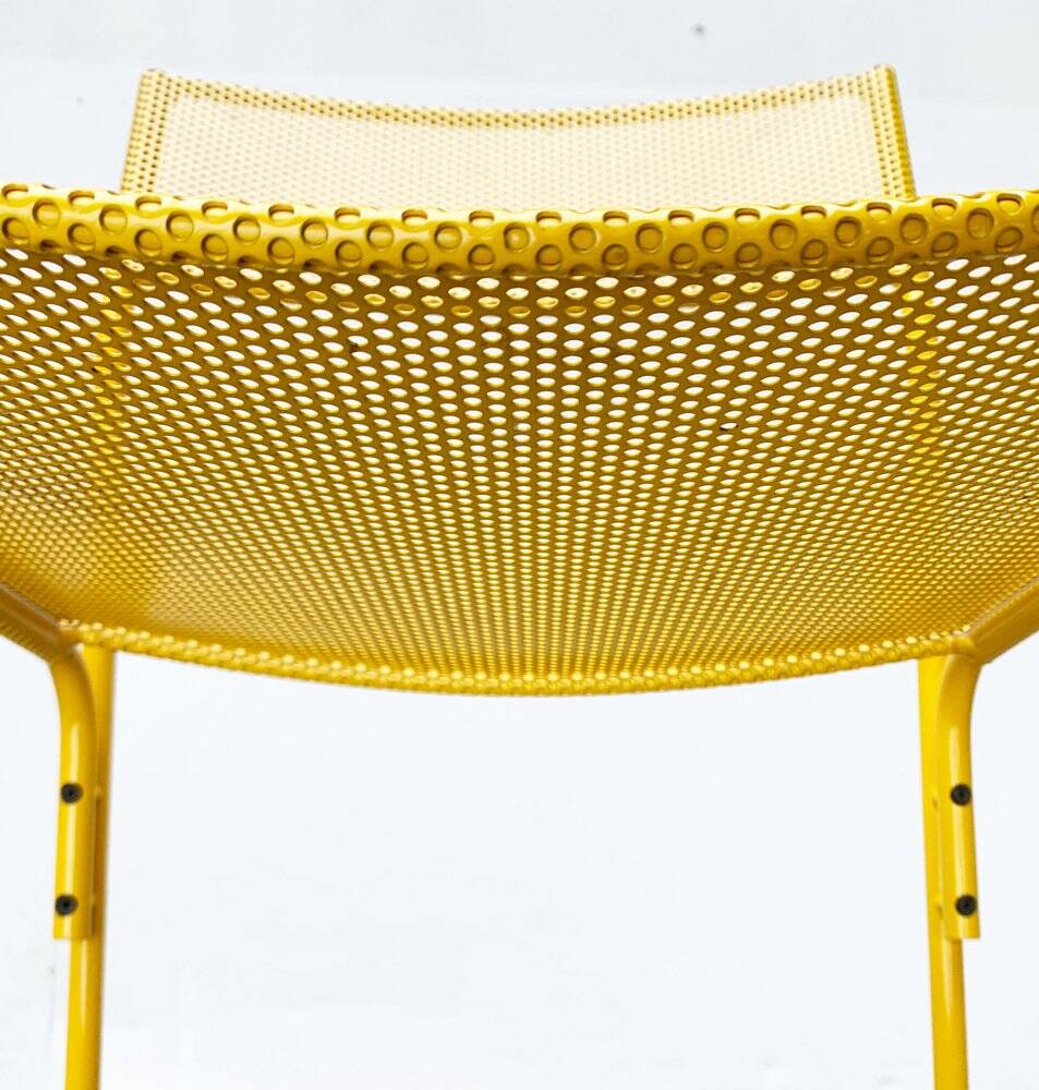 Italian perforated metal chair from the mid-century space age, 1960s.