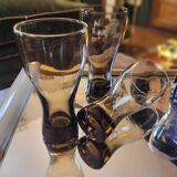 4 verres long drink en verre fumé 70s