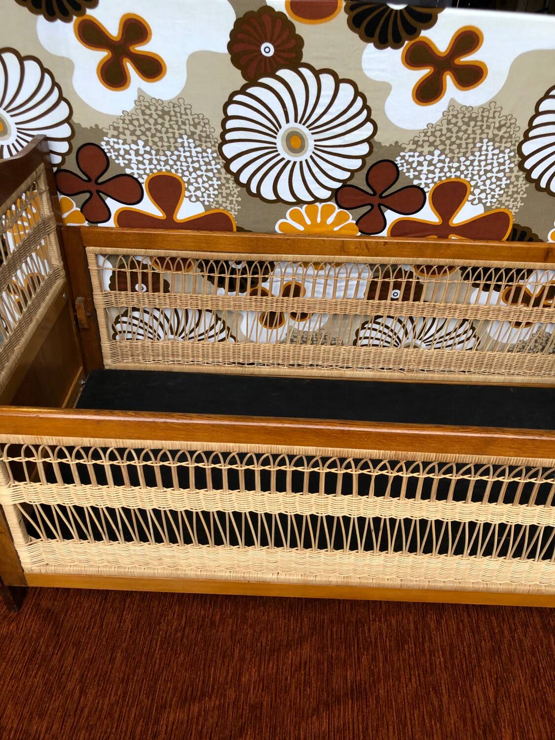 Vintage wicker children's bed 1960