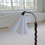 Organic whirlwind floor lamp in stained birch, Sweden, 1940s.